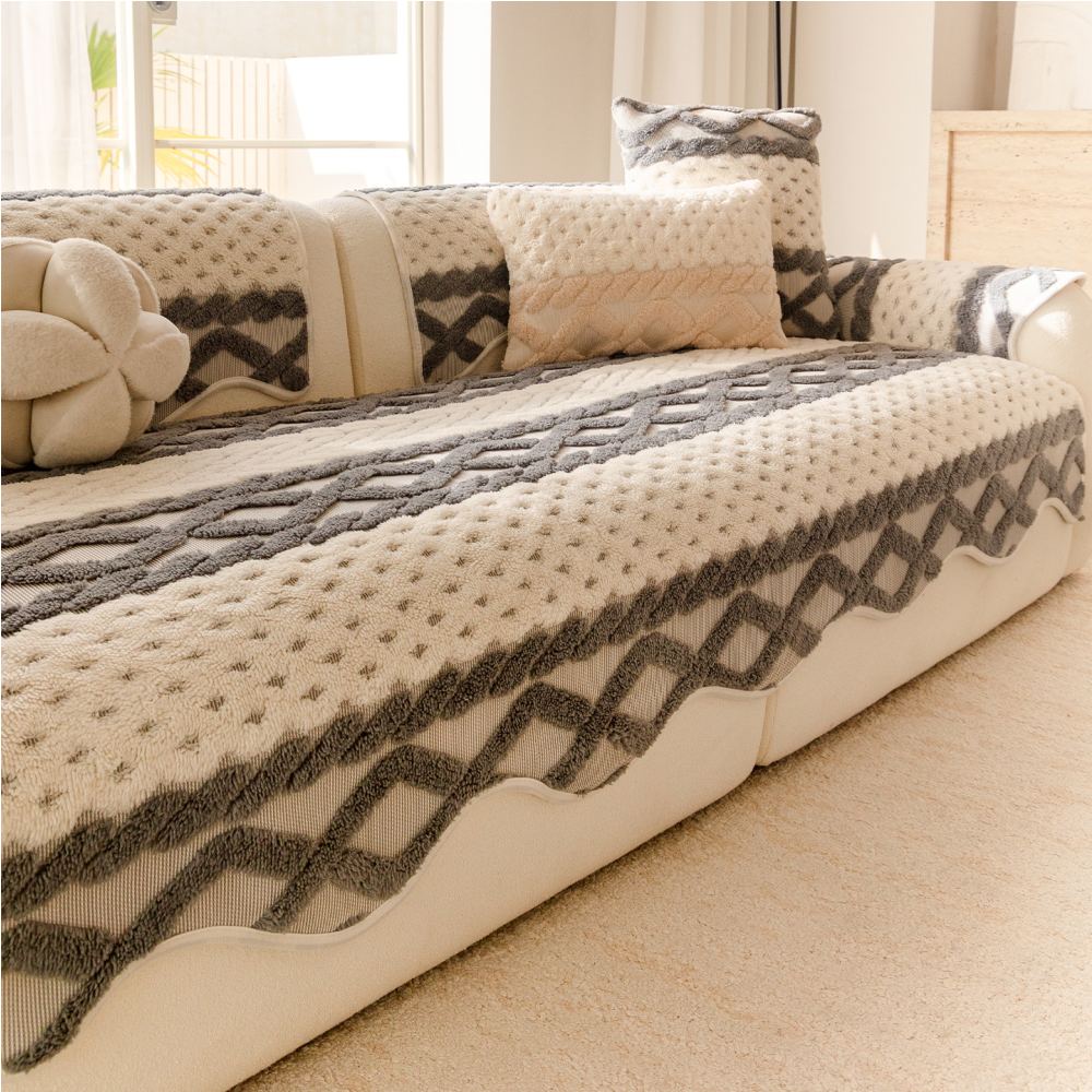 Housse de canapé en peluche confortable, douce pour la peau, antidérapante. - Image 5