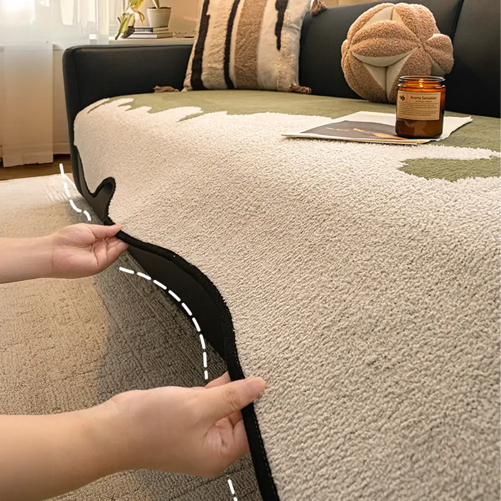 Housse de canapé non glissante en chenille contrastée irrégulière et stylée, résistant aux rayures. - Image 8