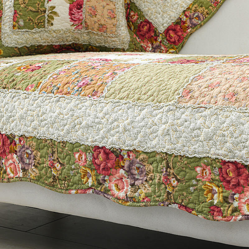 Housse de canapé vintage en coton à fleurs - Image 11