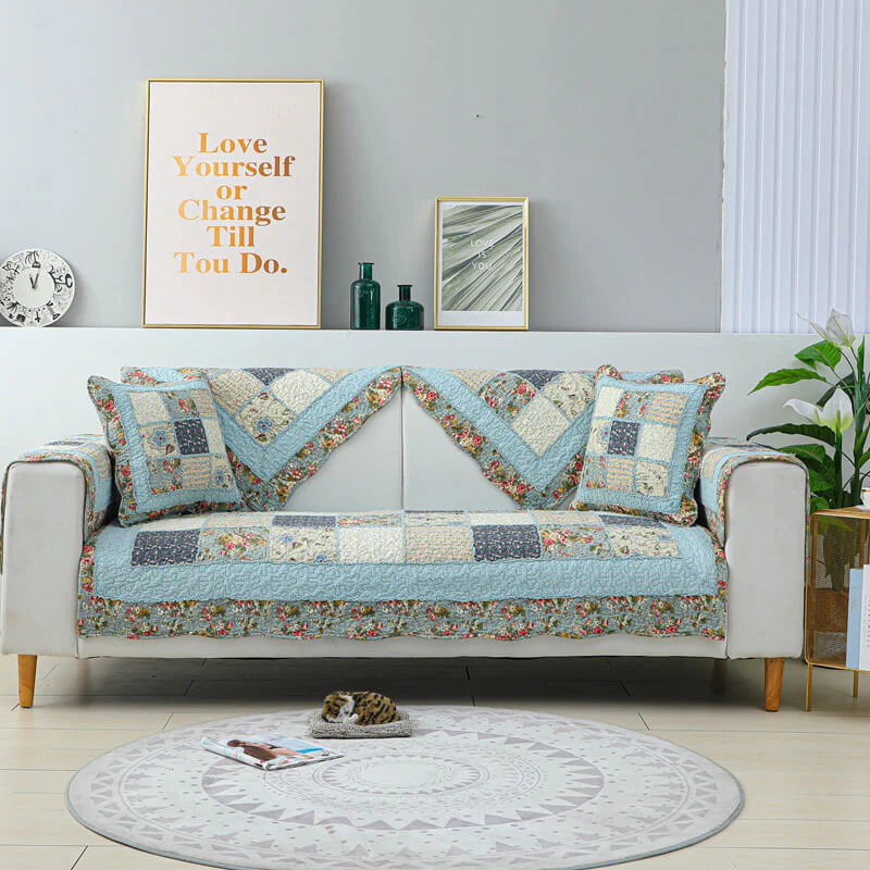 Housse de canapé vintage en coton à fleurs - Image 3