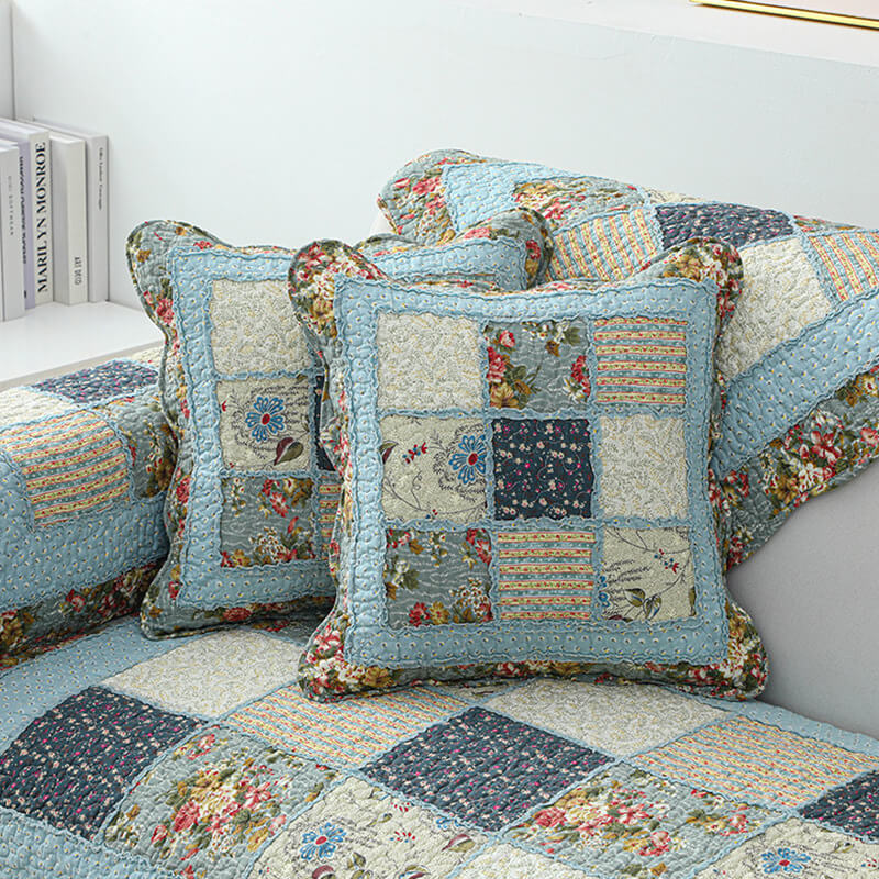 Housse de canapé vintage en coton à fleurs - Image 5