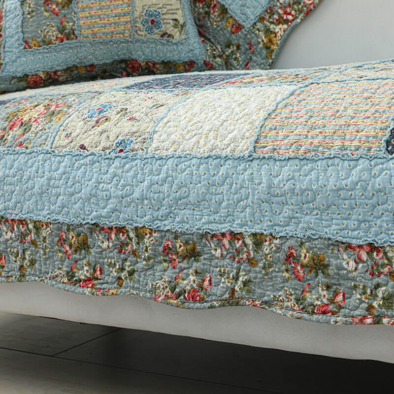 Housse de canapé vintage en coton à fleurs - Image 6