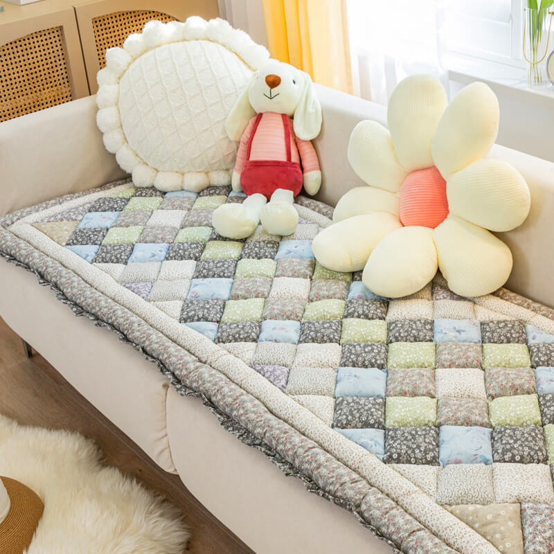 Housse de protection pour canapé en coton faite à la main et ornée de fleurs - Image 10