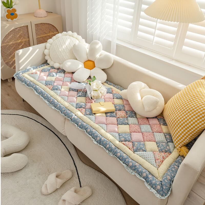 Housse de protection pour canapé en coton faite à la main et ornée de fleurs - Image 11