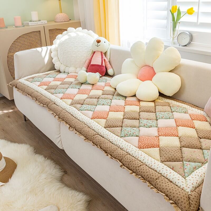 Housse de protection pour canapé en coton faite à la main et ornée de fleurs - Image 7