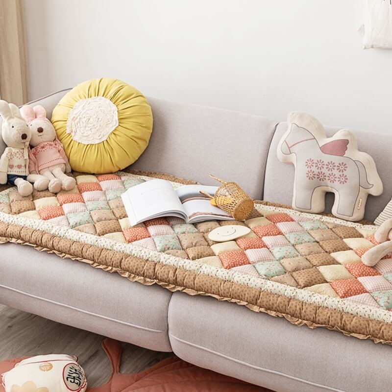 Housse de protection pour canapé en coton faite à la main et ornée de fleurs - Image 8