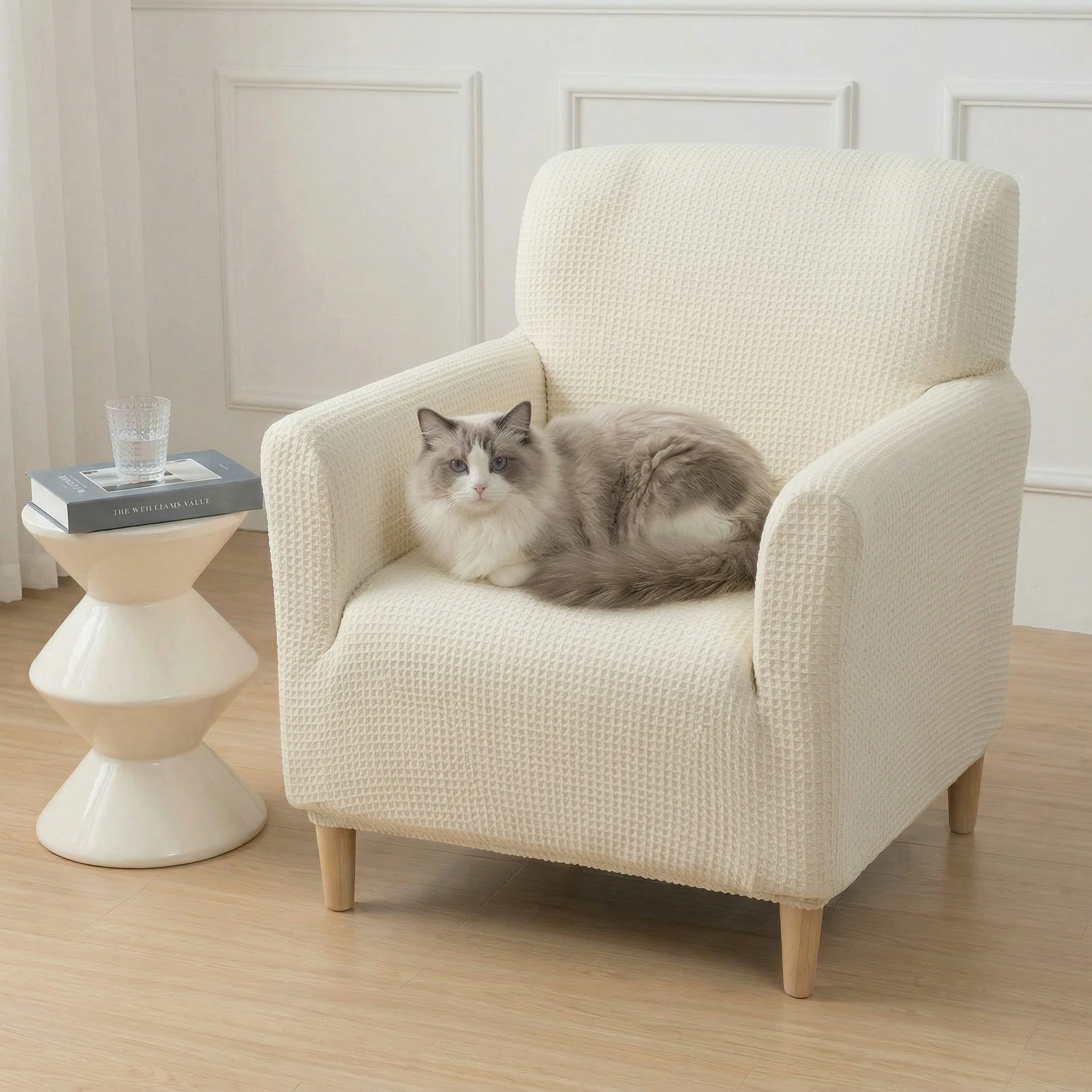 Housse de fauteuil, canapé extensible Protège Fauteuil en peluche douce déperlante multi-usage - Image 8