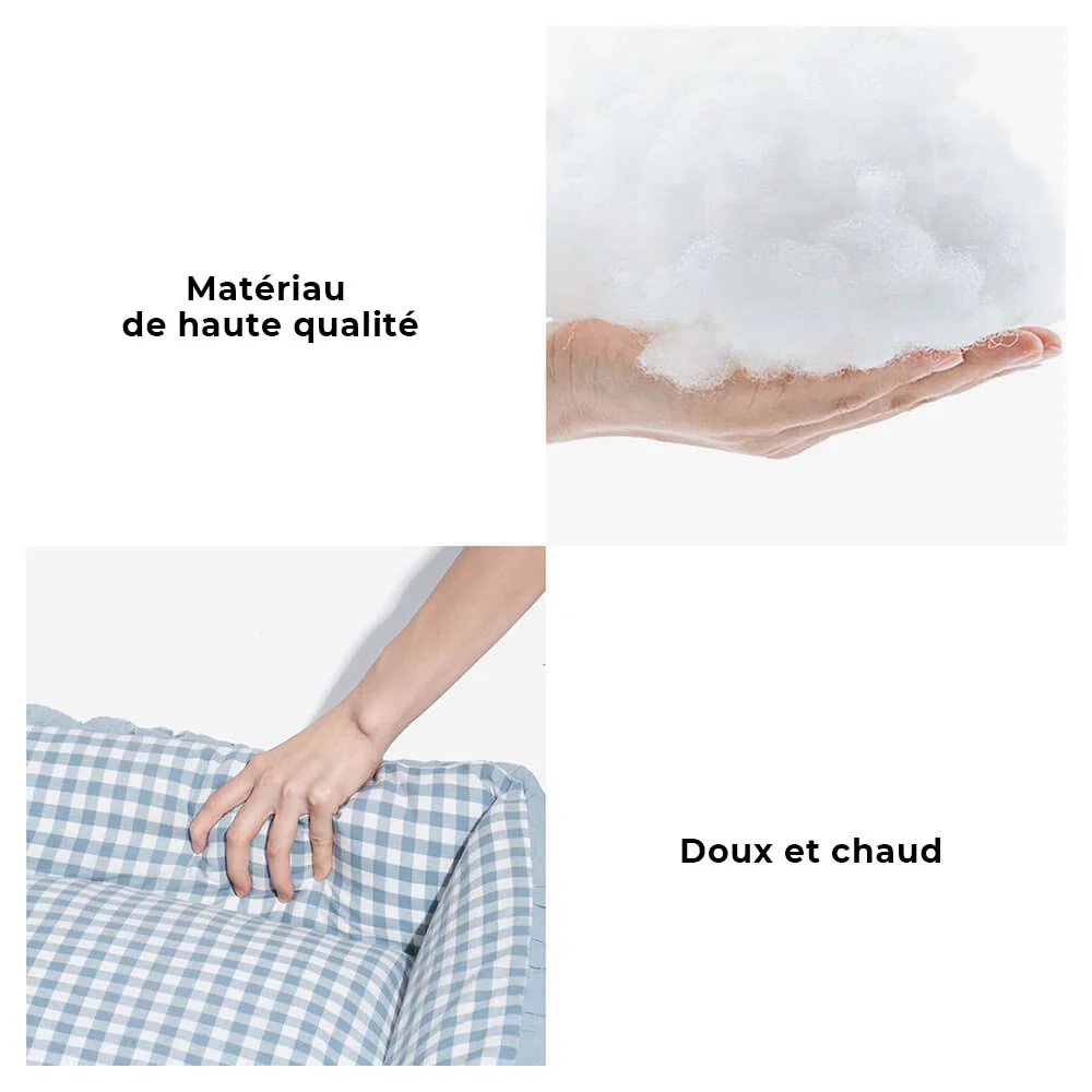 Lit détachable à volants et à carreaux pour chien et chat - Image 5