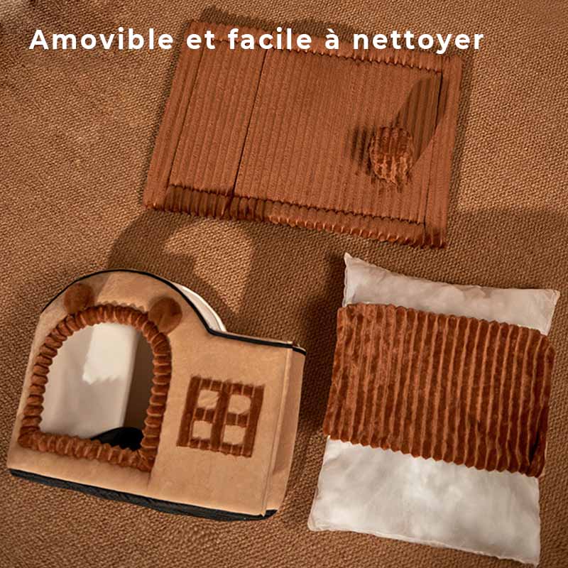 Lit pour chat semi-fermé en forme de maison - Image 10