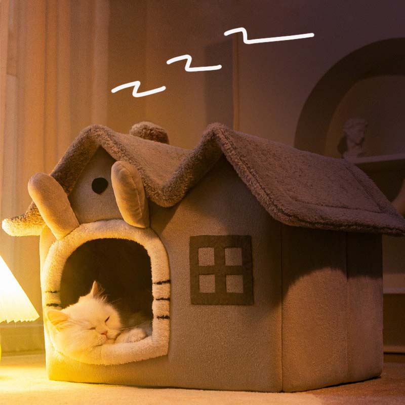Lit pour chat semi-fermé en forme de maison - Image 14