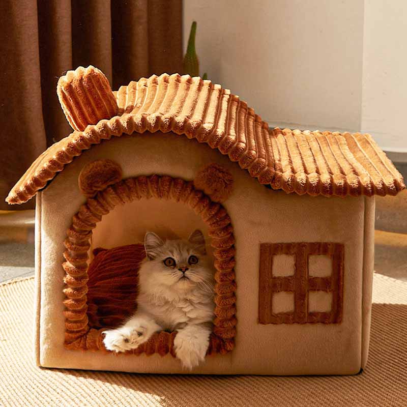 Lit pour chat semi-fermé en forme de maison - Image 15