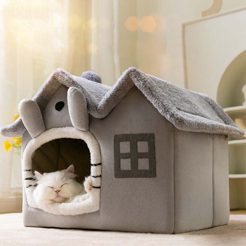 Lit pour chat semi-fermé en forme de maison - Image 17