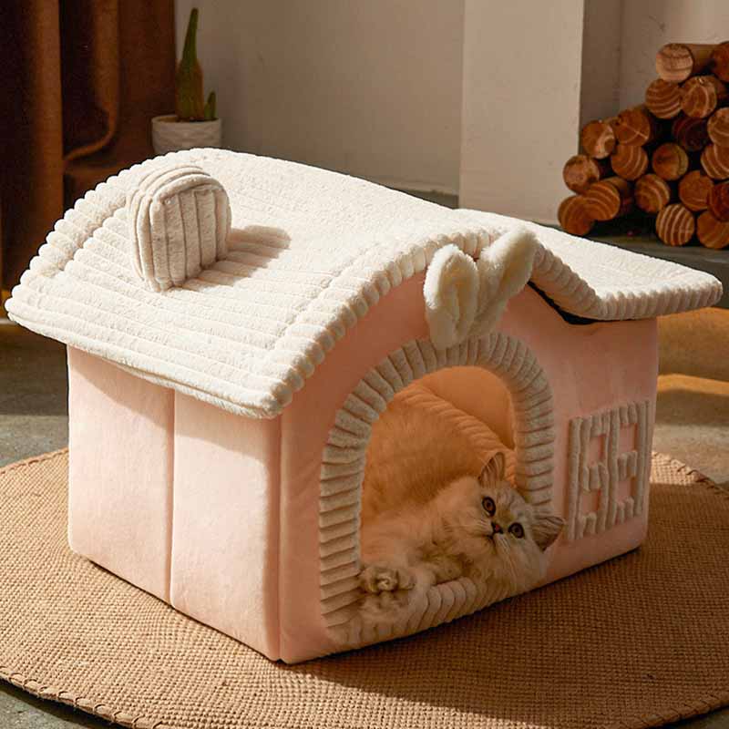 Lit pour chat semi-fermé en forme de maison - Image 4