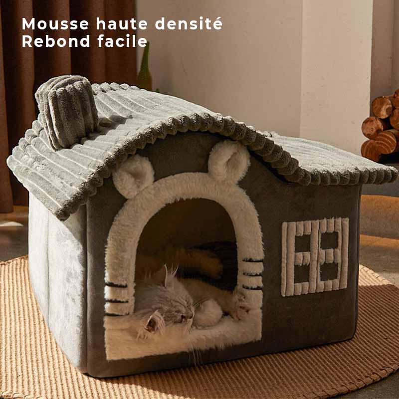 Lit pour chat semi-fermé en forme de maison - Image 7