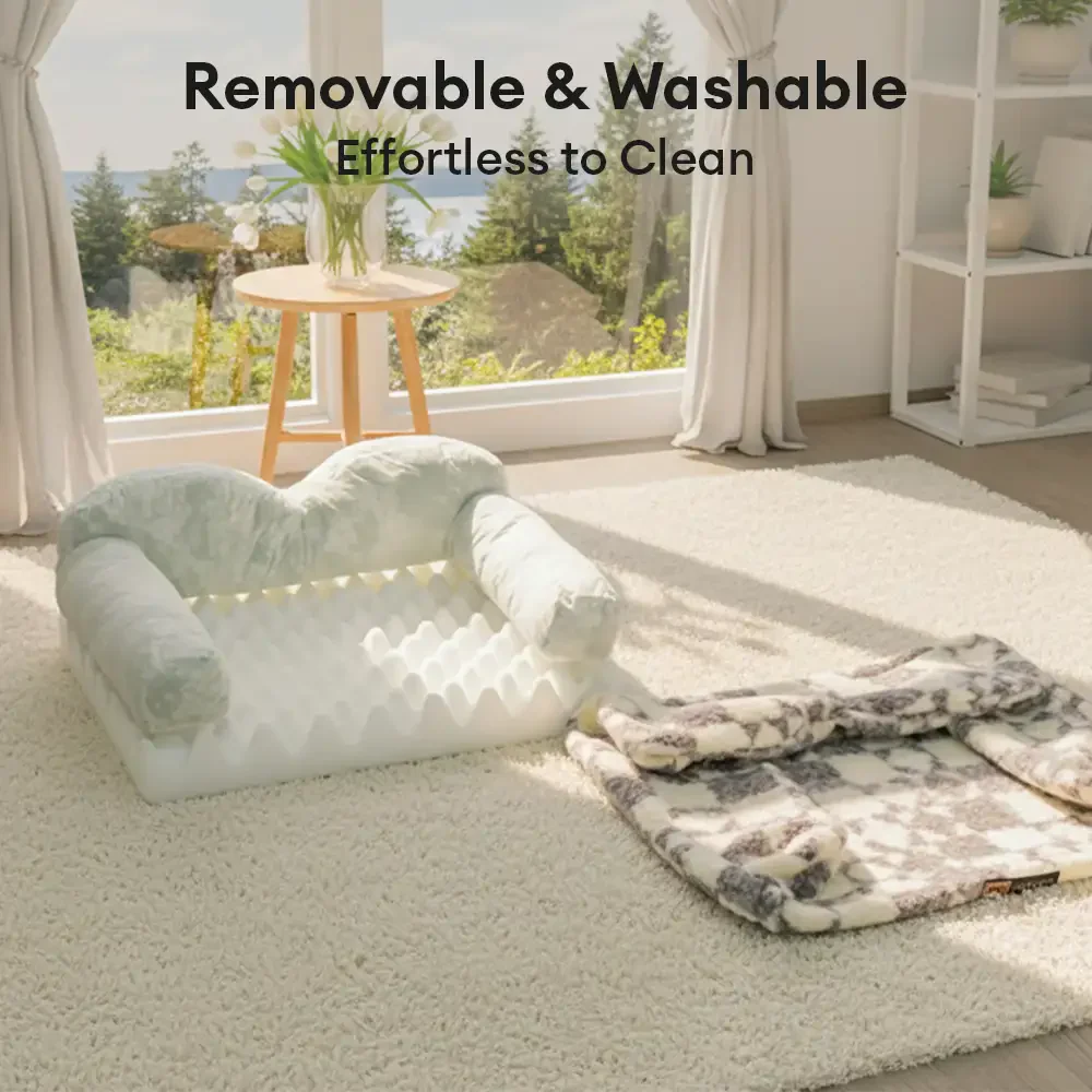 Lit pour chien en peluche thermique amovible et lavable à motif géométrique - Image 10