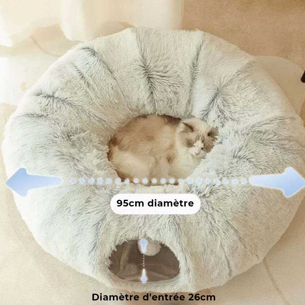 Lit tunnel d'intérieur pour chat rond et doux pliable 2 en 1 - Image 8