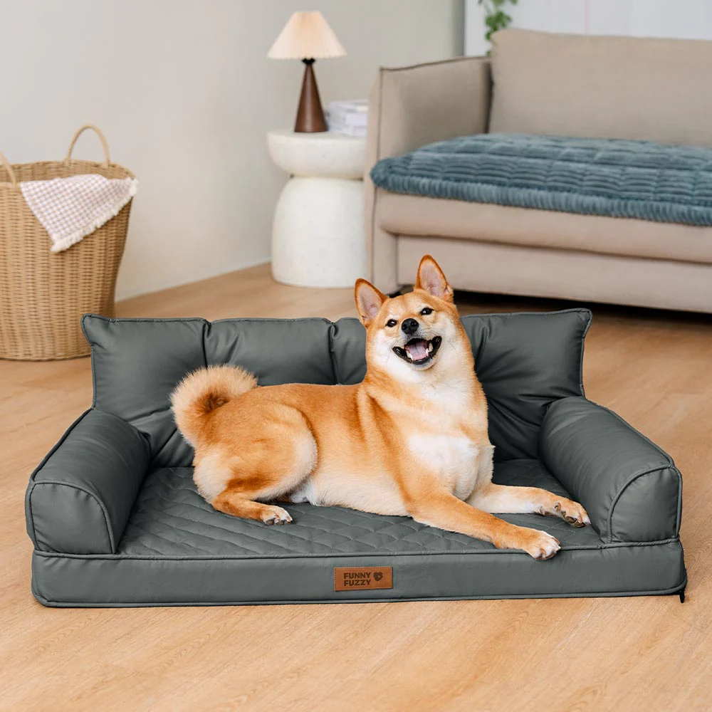 Luxe lit pour chien orthopédique grand en cuir synthétique pliable - Extérieur - Image 13