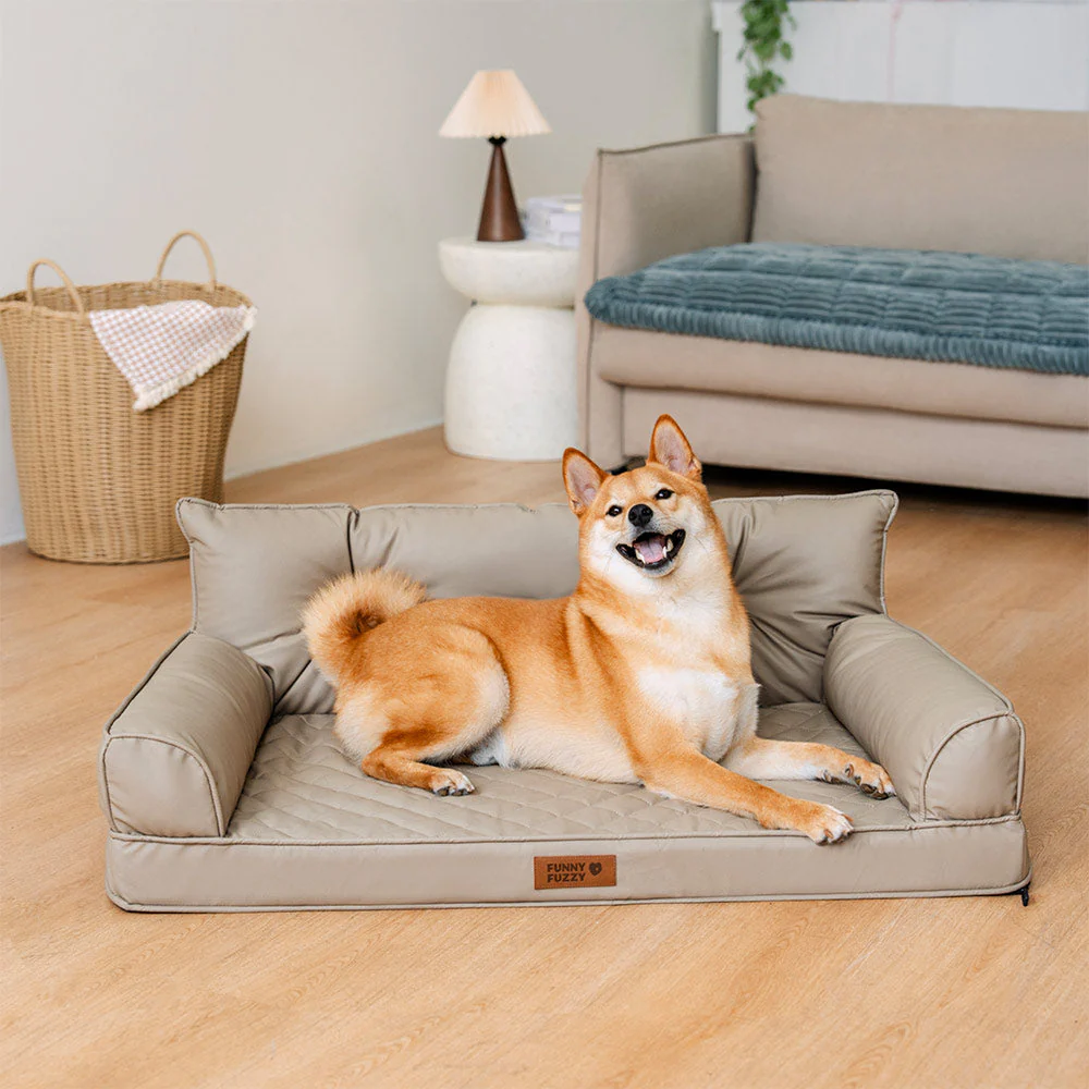 Luxe lit pour chien orthopédique grand en cuir synthétique pliable - Extérieur - Image 2