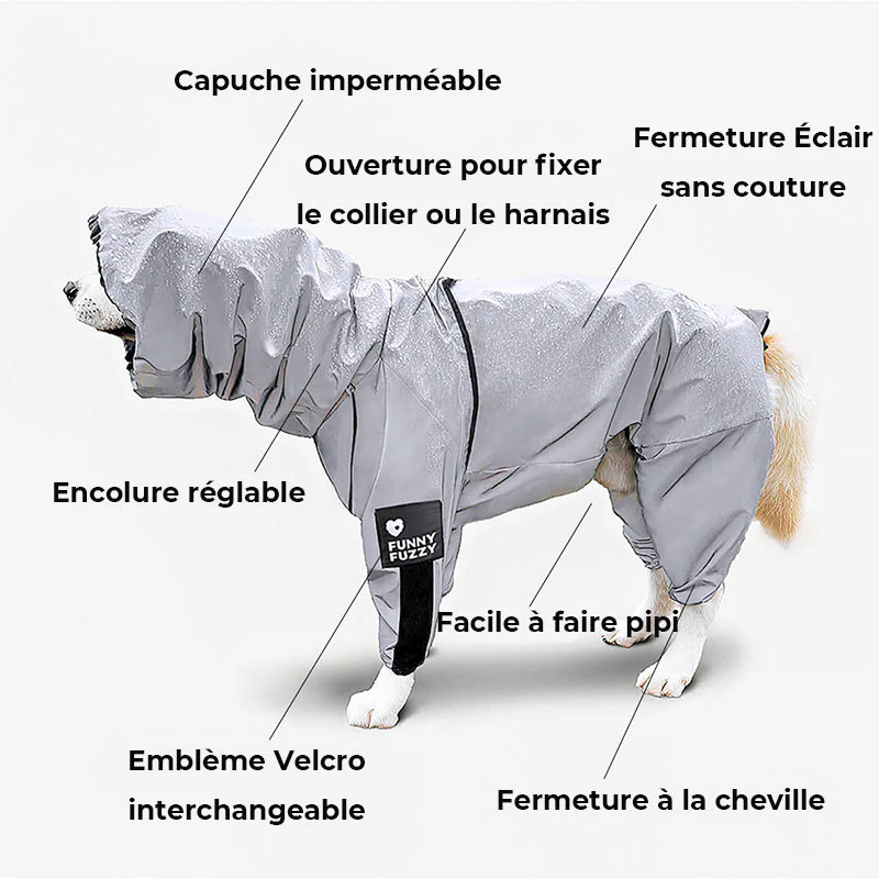 Manteau imperméable réfléchissant Manteau de pluie pour chien - Image 7