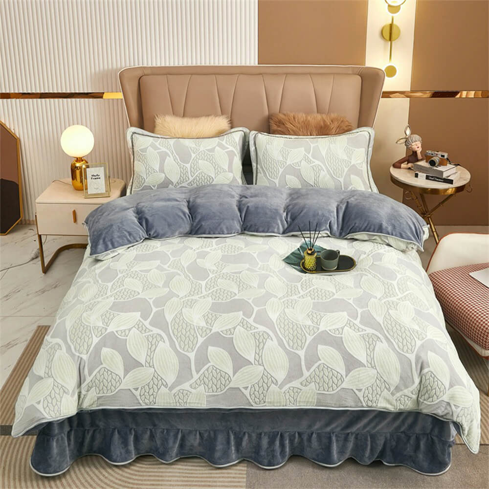 Parure de draps en velours lait à motif botanique élégant - Image 19