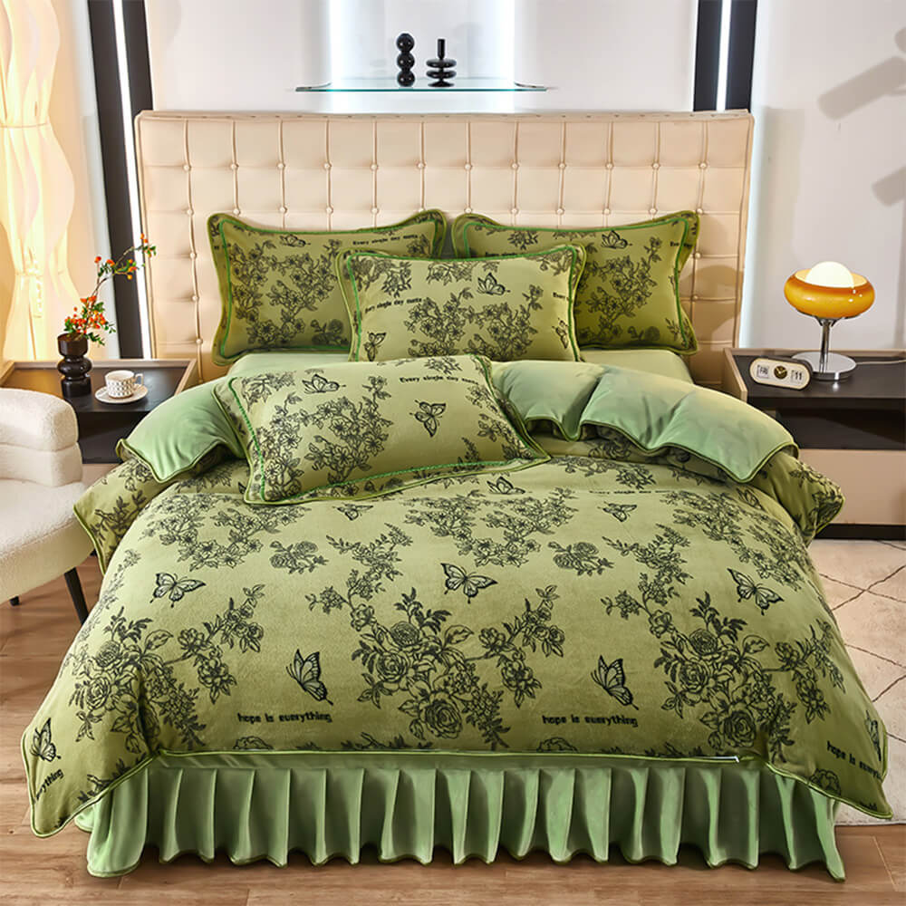 Parure de draps en velours lait à motif botanique élégant - Image 20