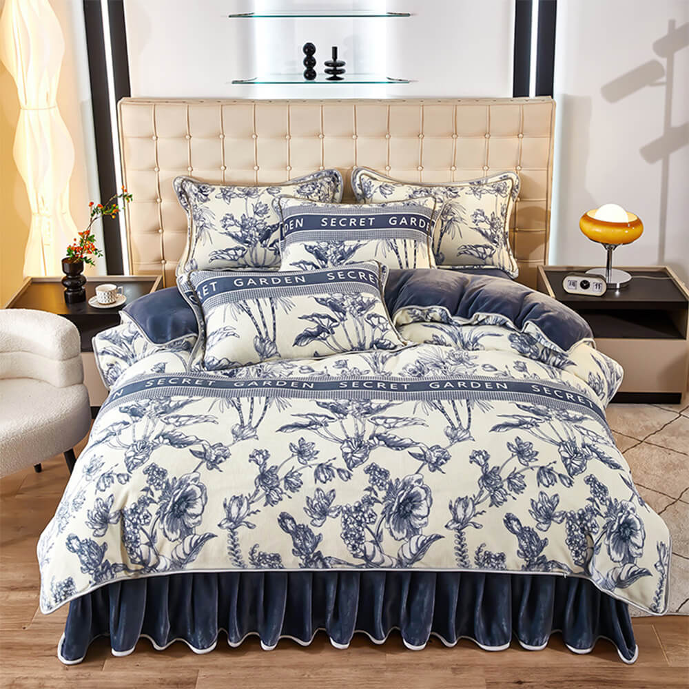 Parure de draps en velours lait à motif botanique élégant - Image 22