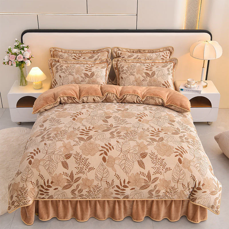 Parure de draps en velours lait à motif botanique élégant - Image 23