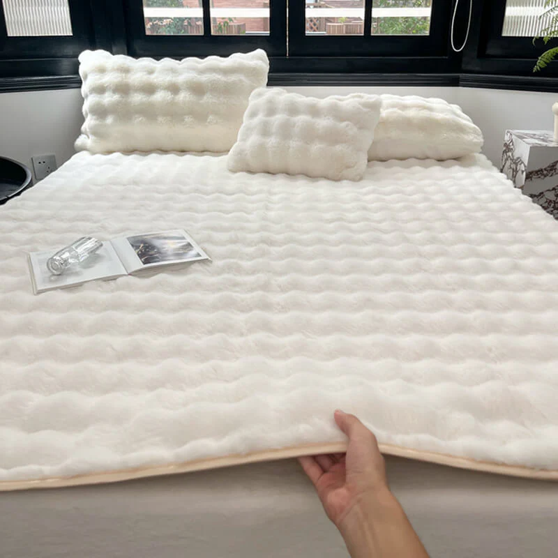 Housse de matelas antidérapant en fausse fourrure de lapin de luxe - Image 10