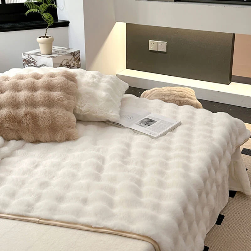 Housse de matelas antidérapant en fausse fourrure de lapin de luxe - Image 7