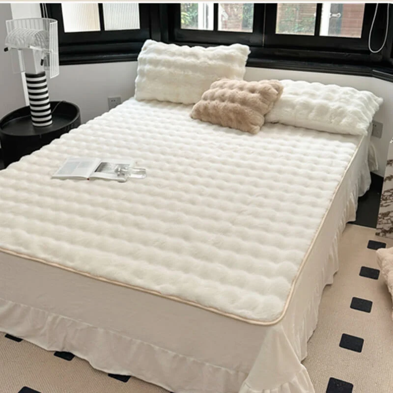Housse de matelas antidérapant en fausse fourrure de lapin de luxe - Image 8