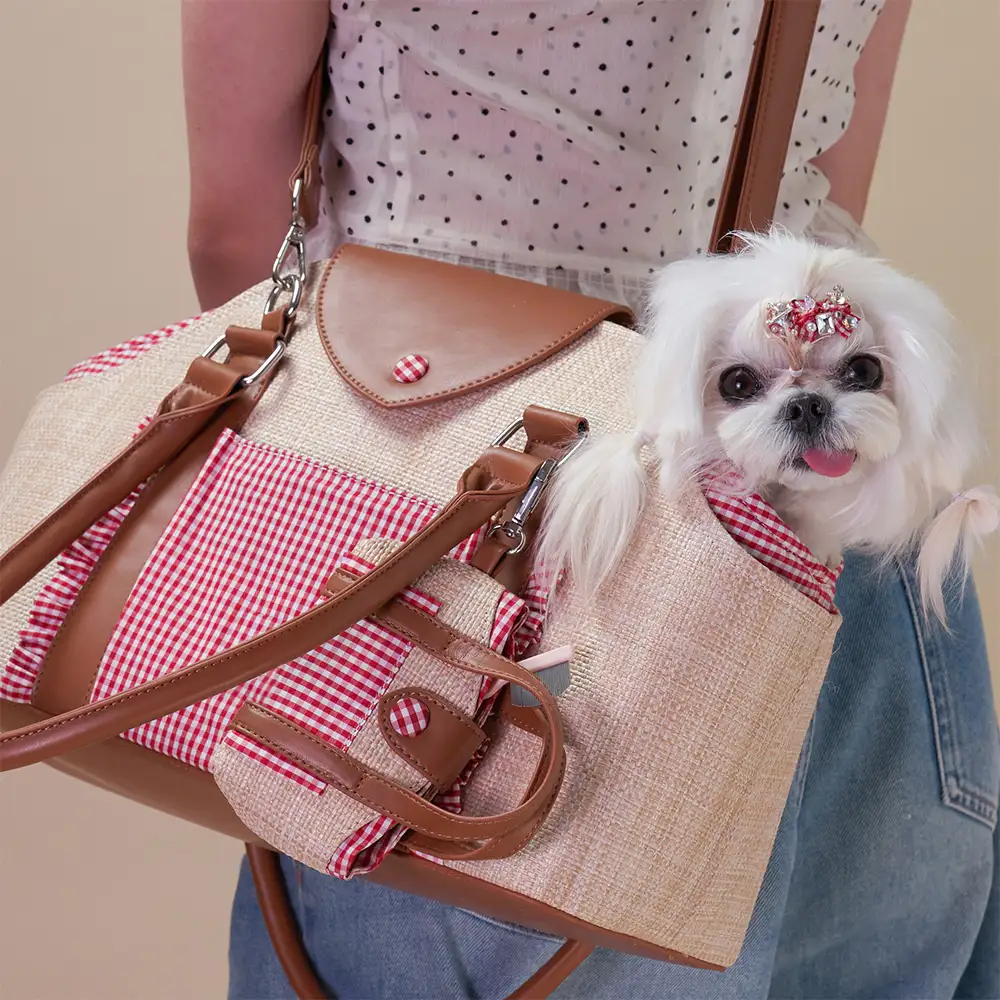 Sac de transport pour animaux de compagnie en toile synthétique imperméable avec distributeur de sacs à excréments - Image 11