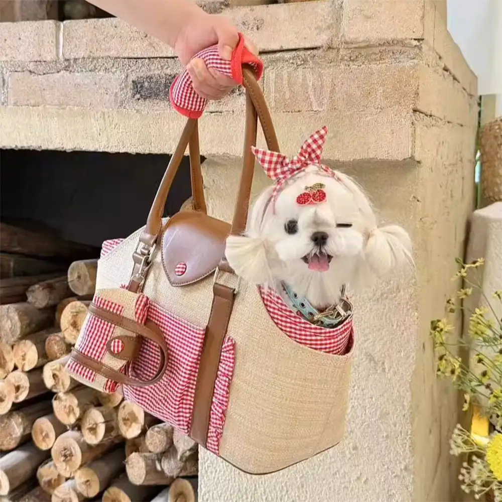 Sac de transport pour animaux de compagnie en toile synthétique imperméable avec distributeur de sacs à excréments - Image 3