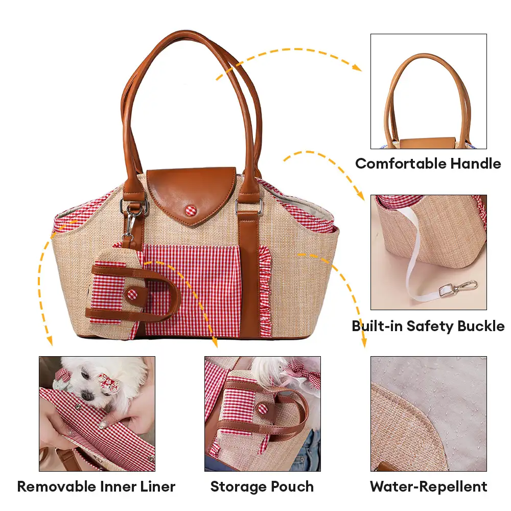Sac de transport pour animaux de compagnie en toile synthétique imperméable avec distributeur de sacs à excréments - Image 5