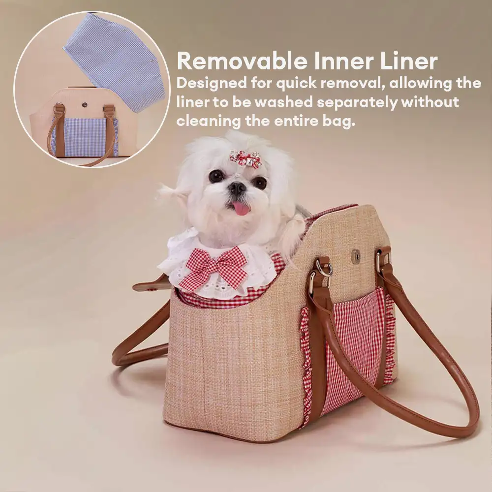 Sac de transport pour animaux de compagnie en toile synthétique imperméable avec distributeur de sacs à excréments - Image 6