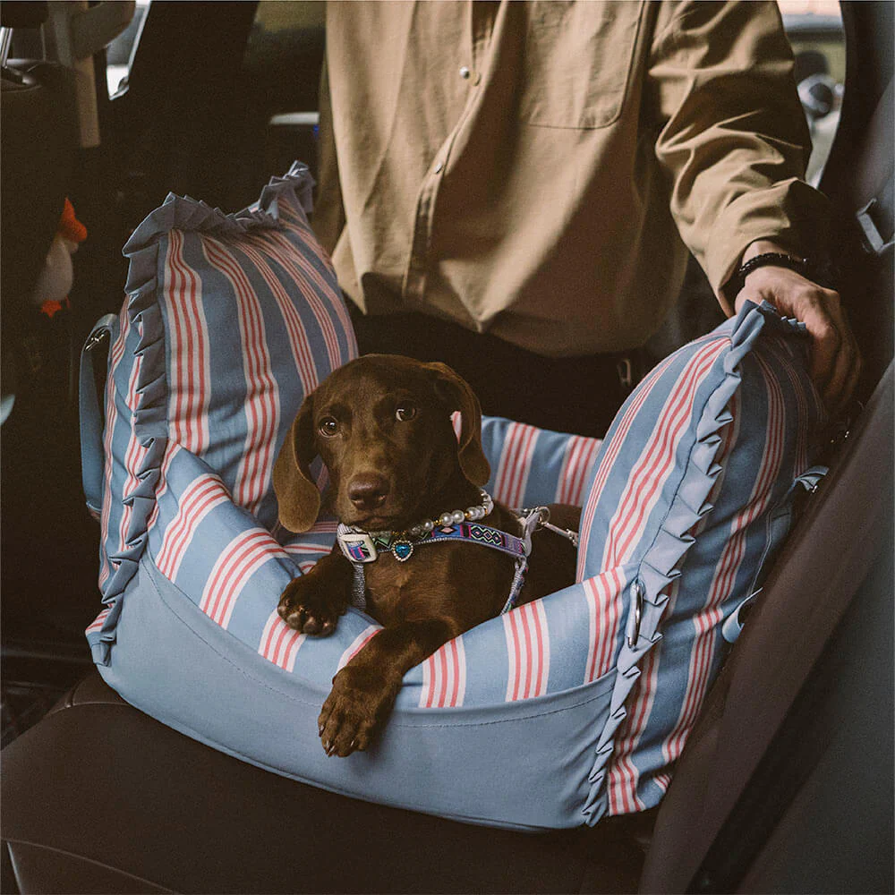 Siège Auto Sécurisé Imperméable à Rayures pour Chien - Image 3