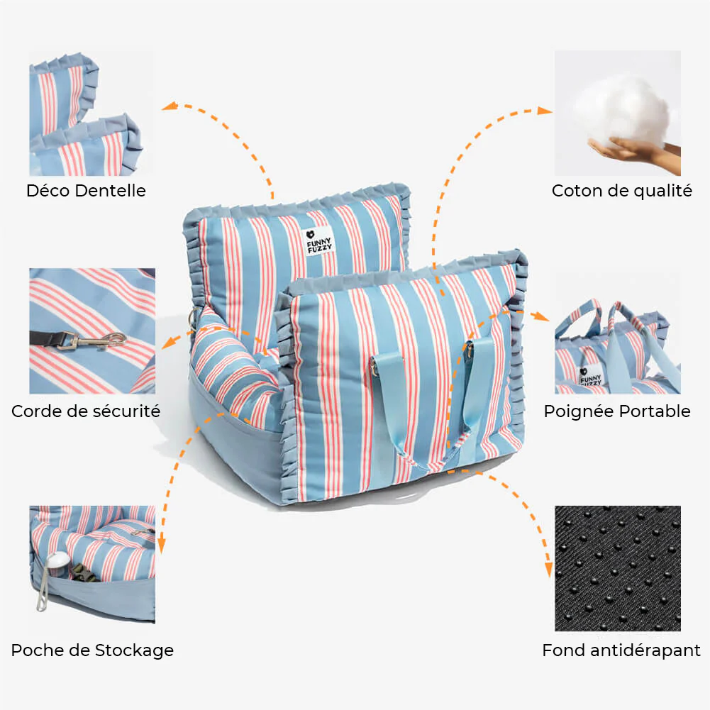 Siège Auto Sécurisé Imperméable à Rayures pour Chien - Image 6