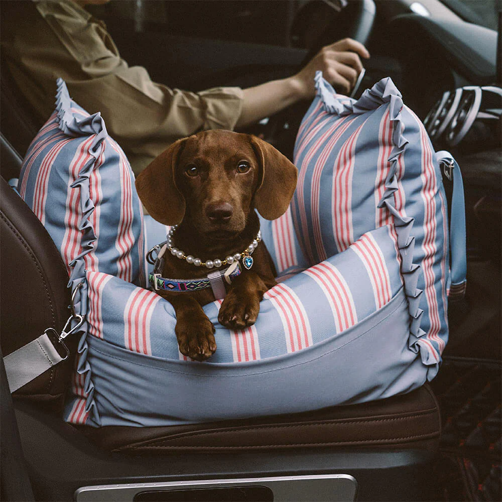 Siège Auto Sécurisé Imperméable à Rayures pour Chien - Image 8