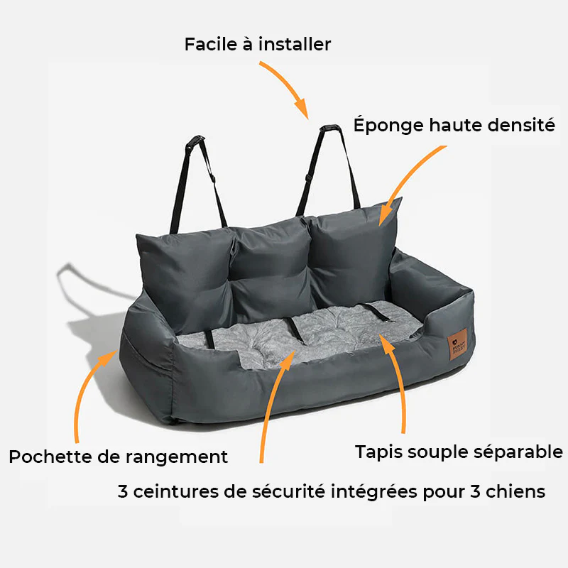 Siège Auto Imperméable et Sécurisé - Style Traversin pour Chiens Moyens et Grands - Image 4