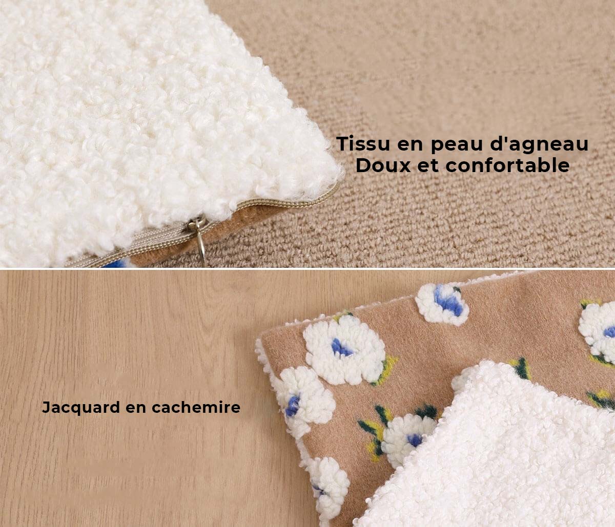 Siège de voiture à fleurs pour animaux de compagnie en laine pour console centrale - Image 5