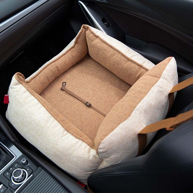 Siège de voiture imperméable café léger pour chien - Image 10