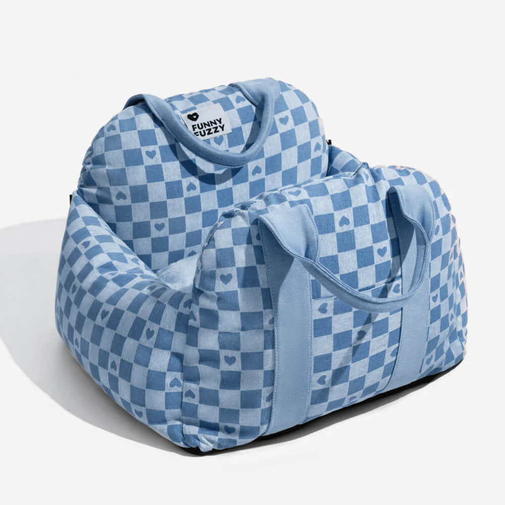 Siège de voiture pour chien à damier vintage et cœur - Image 19