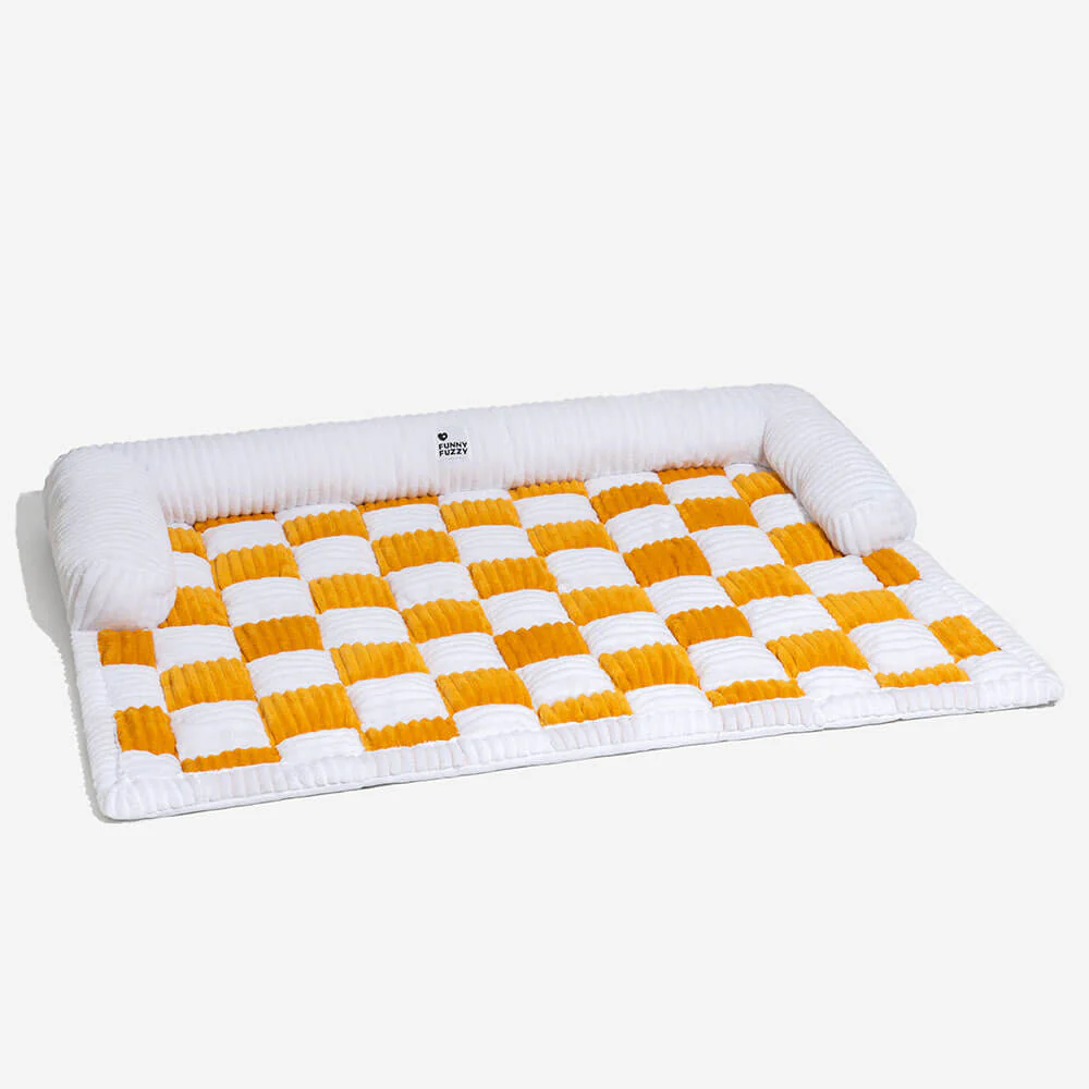 Tapis de protection pour chien à carreaux crème - Image 15