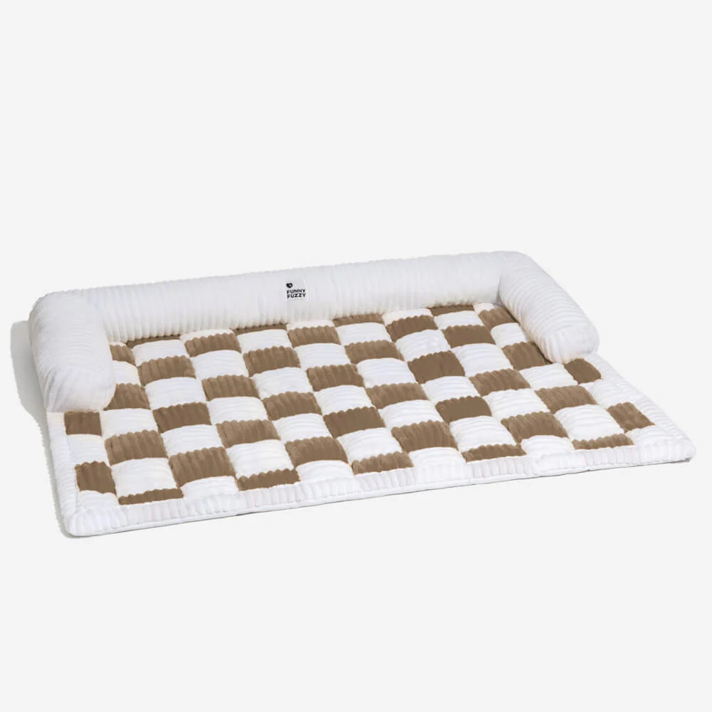 Tapis de protection pour chien à carreaux crème - Image 16