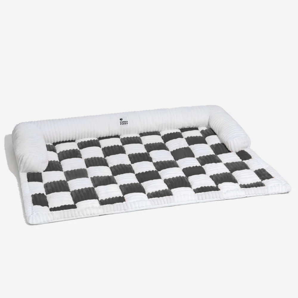 Tapis de protection pour chien à carreaux crème - Image 17