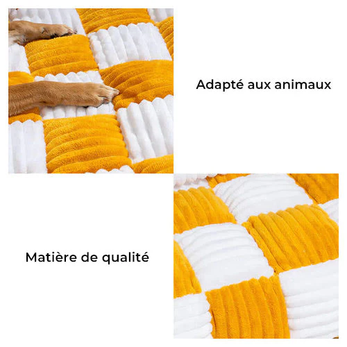 Tapis de protection pour chien à carreaux crème - Image 4