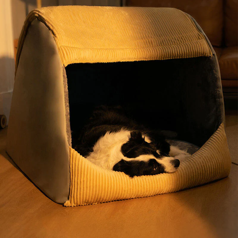 Tente semi-fermée pour chien en flanelle chaude et amovible - Image 13