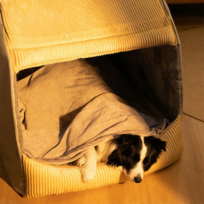 Tente semi-fermée pour chien en flanelle chaude et amovible - Image 15
