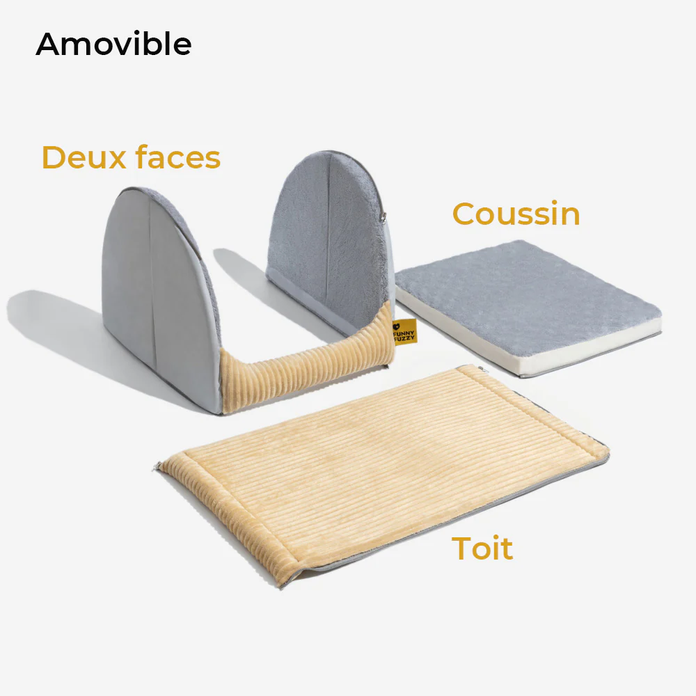 Tente semi-fermée pour chien en flanelle chaude et amovible - Image 7