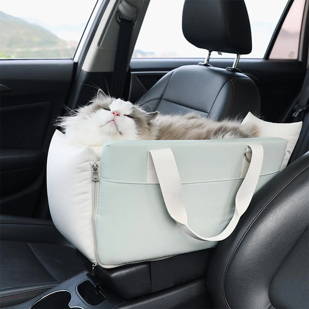 Transporteur de voyage pour animaux de compagnie portable et imperméable avec bloc de couleurs pour console de voiture - Image 12