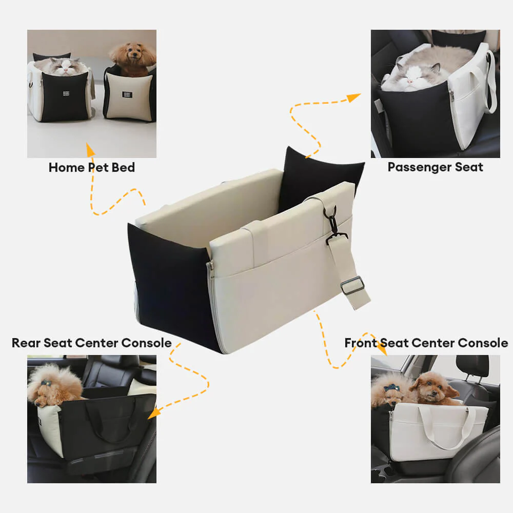 Transporteur de voyage pour animaux de compagnie portable et imperméable avec bloc de couleurs pour console de voiture - Image 5
